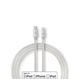 Lightning Kábel | USB 2.0 | Apple Lightning, 8 Pólusú | USB-C™ Dugasz | 480 Mbps | Aranyozott | 1.00 m | Kerek | Márkás / Nejlon Tok | Aluminium / Ezüst | Ablakos Fedő Doboz