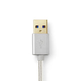 USB kábel | USB | USB-A Dugasz | USB Type-C™ Dugasz | Aranyozott | 1.00 m | Kerek | Márkás / Nejlon Tok | Aluminium | Ablakos Fedő Doboz