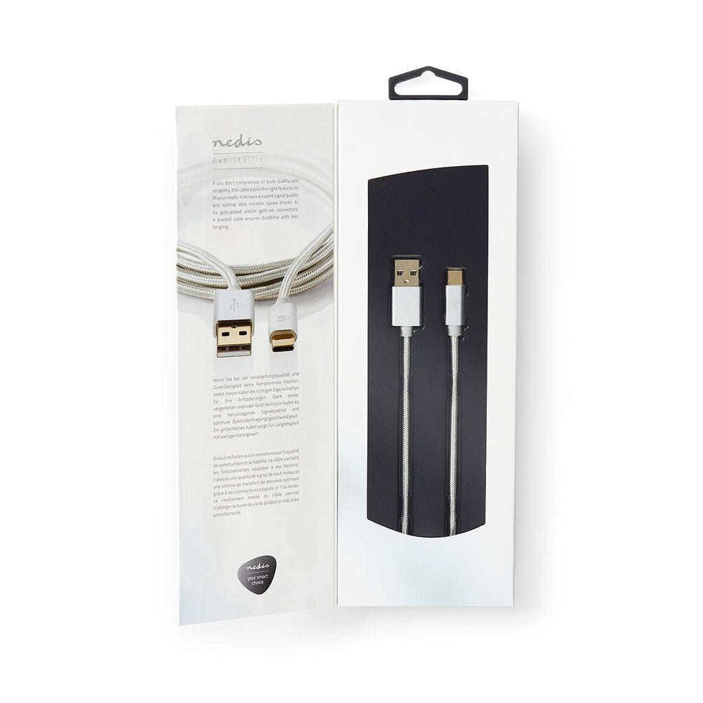 USB kábel | USB | USB-A Dugasz | USB Type-C™ Dugasz | Aranyozott | 1.00 m | Kerek | Márkás / Nejlon Tok | Aluminium | Ablakos Fedő Doboz