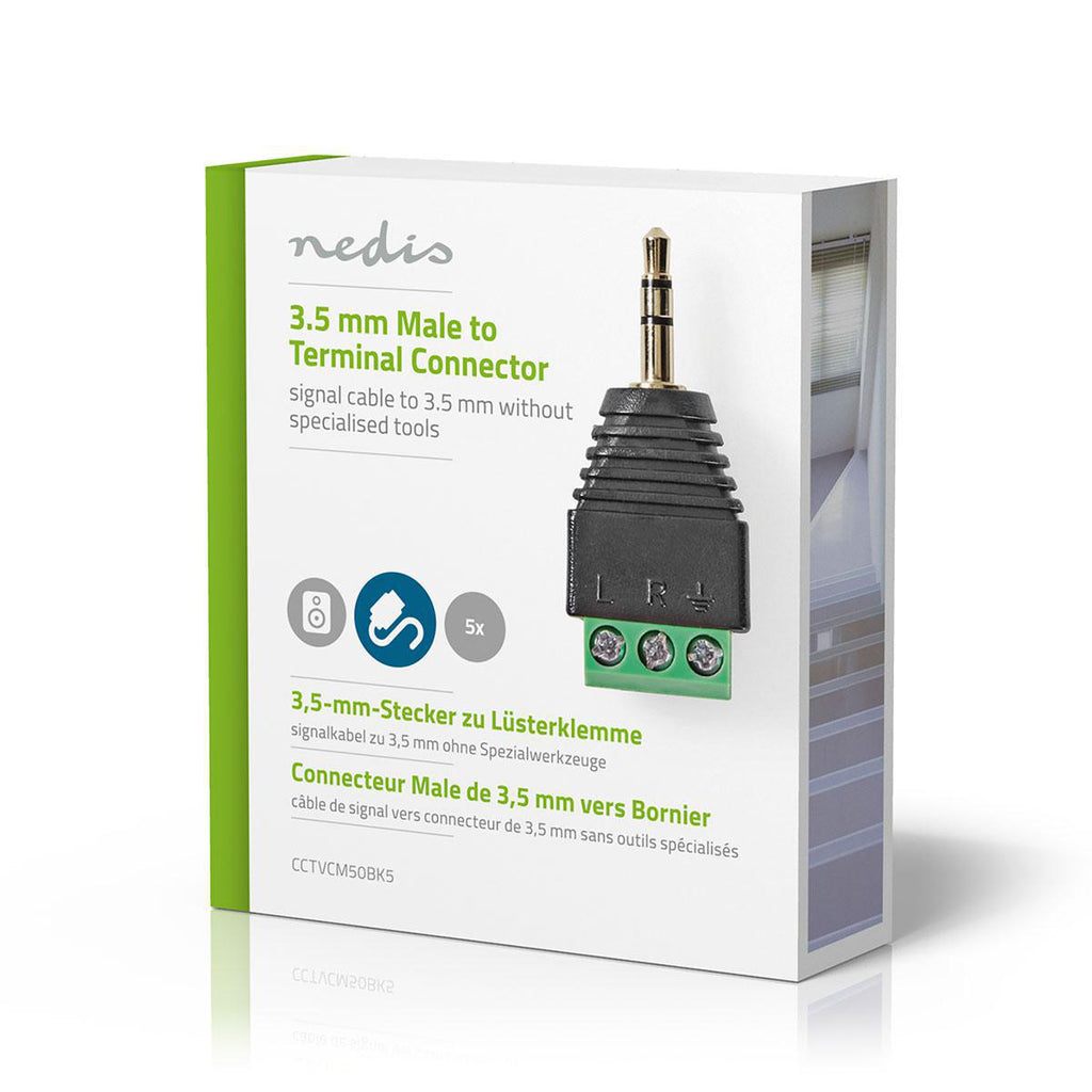 CCTV biztonsági csatlakozó | 3-as sorkapocs | 3.5mm Jack Dugasz | Dugasz | Fekete / Zöld