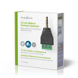 CCTV biztonsági csatlakozó | 3-as sorkapocs | 3.5mm Jack Dugasz | Dugasz | Fekete / Zöld