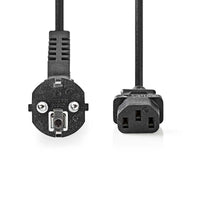 Tápkábel | Földelt Csatlakozó Dugó | IEC-320-C13 | Szögben | Egyenes | Nikkelezett | 2.00 m | Kerek | PVC | Fekete | Boríték