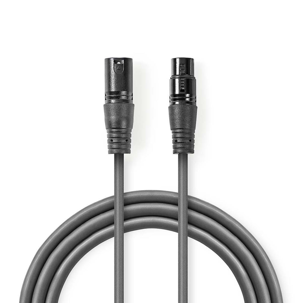 DMX adapter kábel | XLR 3-Tűs Dugasz | XLR 3-Tűs Aljzat | Nikkelezett | 15.0 m | Kerek | PVC | Sötét Szürke | Ajándék Dobozban