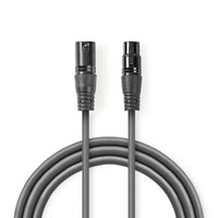 DMX adapter kábel | XLR 3-Tűs Dugasz | XLR 3-Tűs Aljzat | Nikkelezett | 15.0 m | Kerek | PVC | Sötét Szürke | Ajándék Dobozban