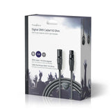 DMX adapter kábel | XLR 3-Tűs Dugasz | XLR 3-Tűs Aljzat | Nikkelezett | 15.0 m | Kerek | PVC | Sötét Szürke | Ajándék Dobozban