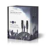 DMX adapter kábel | XLR 3-Tűs Dugasz | XLR 3-Tűs Aljzat | Nikkelezett | 20.0 m | Kerek | PVC | Sötét Szürke | Ajándék Dobozban