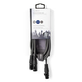 Egyensúlyozott XLR audiokábel | 2 db XLR 3 Tűs Dugasz - XLR 3 Tűs Aljzat | 1.5 mm | Szürke