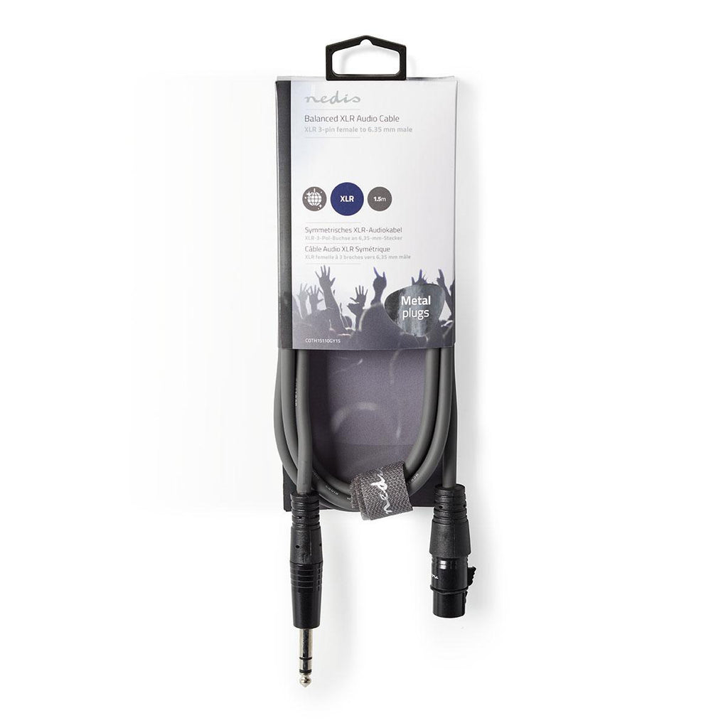 Egyensúlyozott XLR audiokábel | XLR 3 Tűs Aljzat - 6,35 mm-es Dugasz | 1.5 mm | Szürke