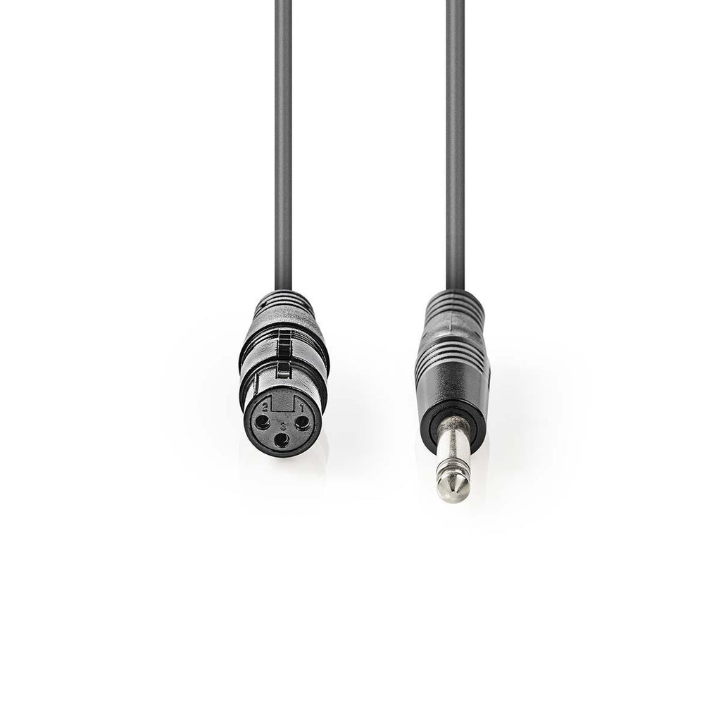 Kiegyensúlyozatlan audio kábel | XLR 3-Tűs Aljzat | 6.35 mm Dugasz | Nikkelezett | 3.00 m | Kerek | PVC | Sötét Szürke | Kartondoboz