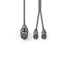 Szimmetrikus Audió Kábel | XLR 3-Pin Aljzat | 2x RCA Dugasz | Nikkelezett | 1.50 m | Kerek | PVC | Sötétszürke | Kartondoboz