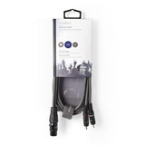 Szimmetrikus Audió Kábel | XLR 3-Pin Aljzat | 2x RCA Dugasz | Nikkelezett | 1.50 m | Kerek | PVC | Sötétszürke | Kartondoboz