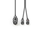 Szimmetrikus Audió Kábel | XLR 3-Tűs Aljzat | 2x RCA Dugasz | Nikkelezett | 3.00 m | Kerek | PVC | Sötét Szürke | Kartondoboz
