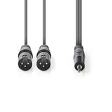XLR audiokábel | Mono | 2 db XLR 3 Tűs Dugasz - 3,5 mm-es Dugasz | 1.5 mm | Szürke