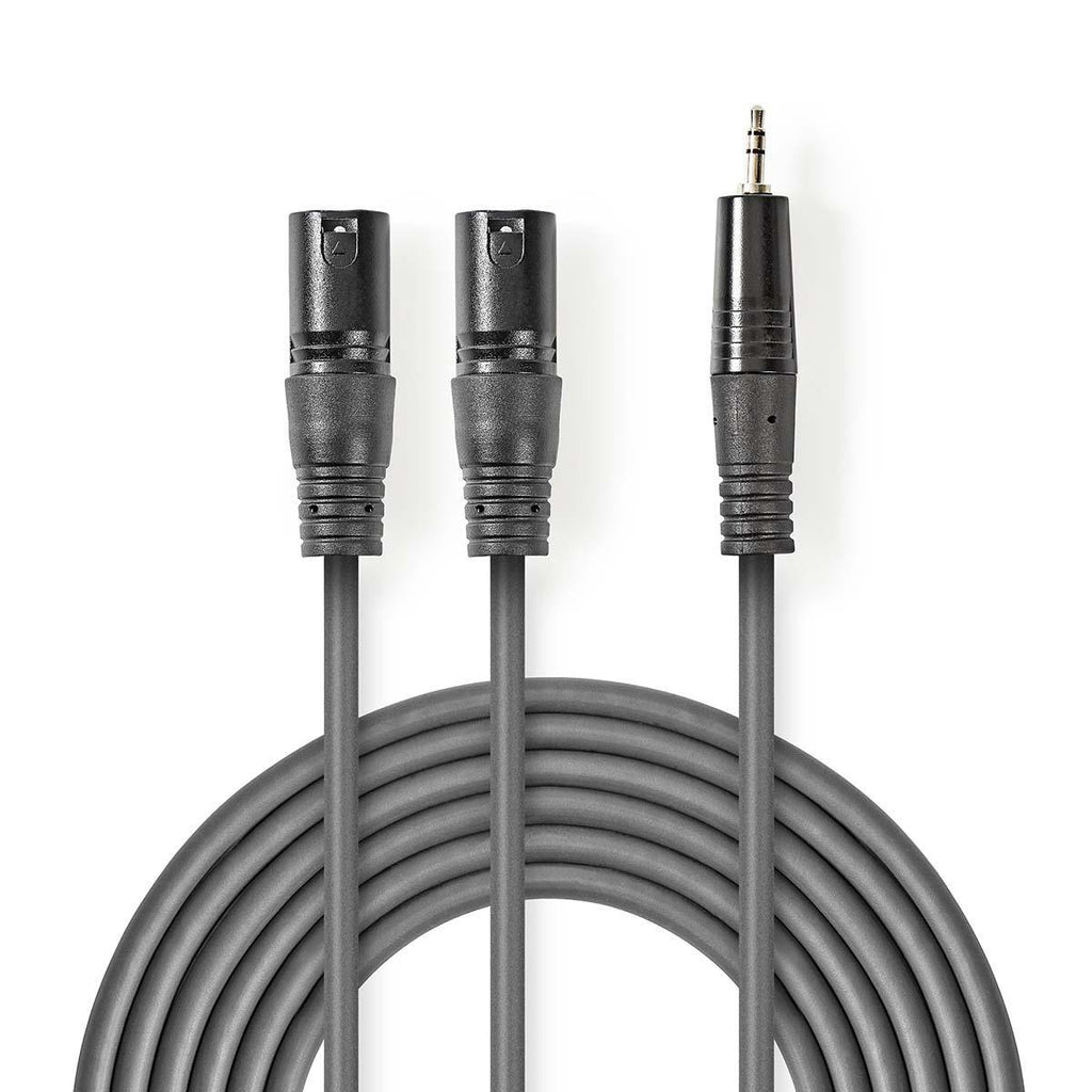 XLR audiokábel | Mono | 2 db XLR 3 Tűs Dugasz - 3,5 mm-es Dugasz | 1.5 mm | Szürke