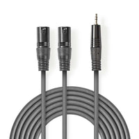 XLR audiokábel | Mono | 2 db XLR 3 Tűs Dugasz - 3,5 mm-es Dugasz | 1.5 mm | Szürke