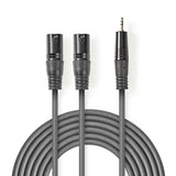 XLR audiokábel | Mono | 2 db XLR 3 Tűs Dugasz - 3,5 mm-es Dugasz | 1.5 mm | Szürke