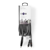 Sztereó audiokábel | 3.5 mm Dugasz | 2x RCA Dugasz | Nikkelezett | 3.00 m | Kerek | Sötét Szürke | Kartondoboz