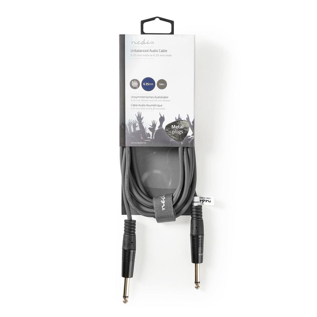 Egyensúlyozatlan audiokábel | 6,35 mm-es Dugasz - 6,35 mm-es Dugasz | 3,0 m | Szürke