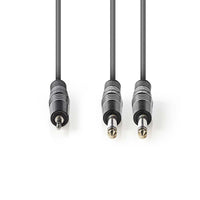 Sztereó audiokábel | 2x 6.35 mm Dugasz | 3.5 mm Dugasz | Nikkelezett | 1.50 m | Kerek | Sötét Szürke | Kartondoboz