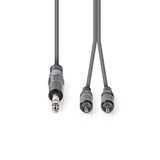 Sztereó audiokábel | 6.35 mm Dugasz | 2x RCA Dugasz | Nikkelezett | 1.50 m | Kerek | Sötét Szürke | Kartondoboz
