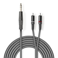 Sztereó audiokábel | 6.35 mm Dugasz | 2x RCA Dugasz | Nikkelezett | 1.50 m | Kerek | Sötét Szürke | Kartondoboz