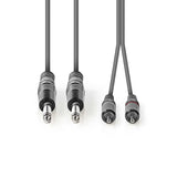 Sztereó audiokábel | 2x 6.35 mm Dugasz | 2x RCA Dugasz | Nikkelezett | 1.50 m | Kerek | Sötétszürke | Kartondoboz