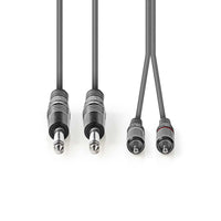 Sztereó audiokábel | 2x 6.35 mm Dugasz | 2x RCA Dugasz | Nikkelezett | 5.00 m | Kerek | Sötétszürke | Kartondoboz