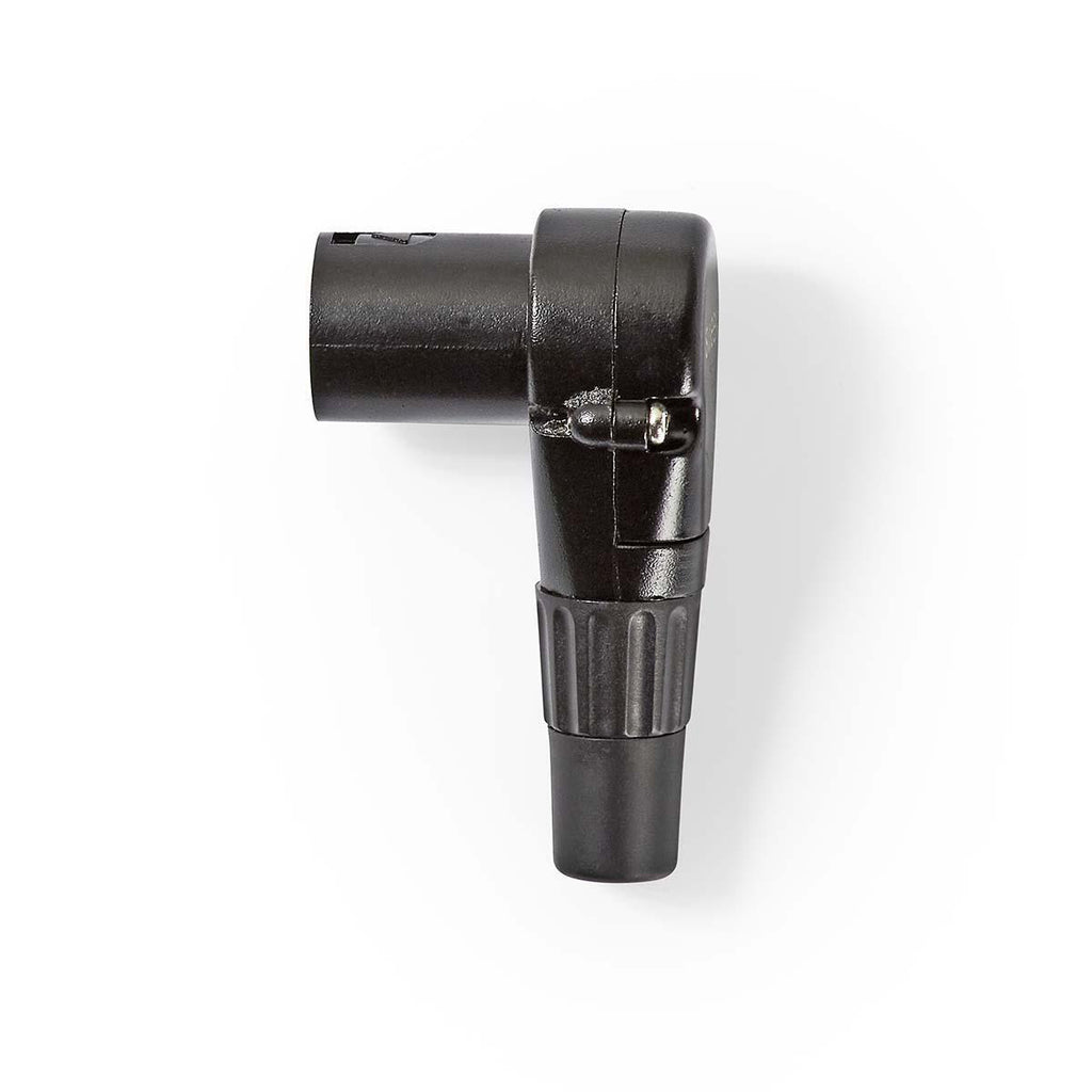 XLR csatlakozó | Szögben | Dugasz | Nikkelezett | Forrasztás | Bemenő kábel átmérő: 5.0 mm | Fém | Fekete | 1 db | Műanyag Zacskó