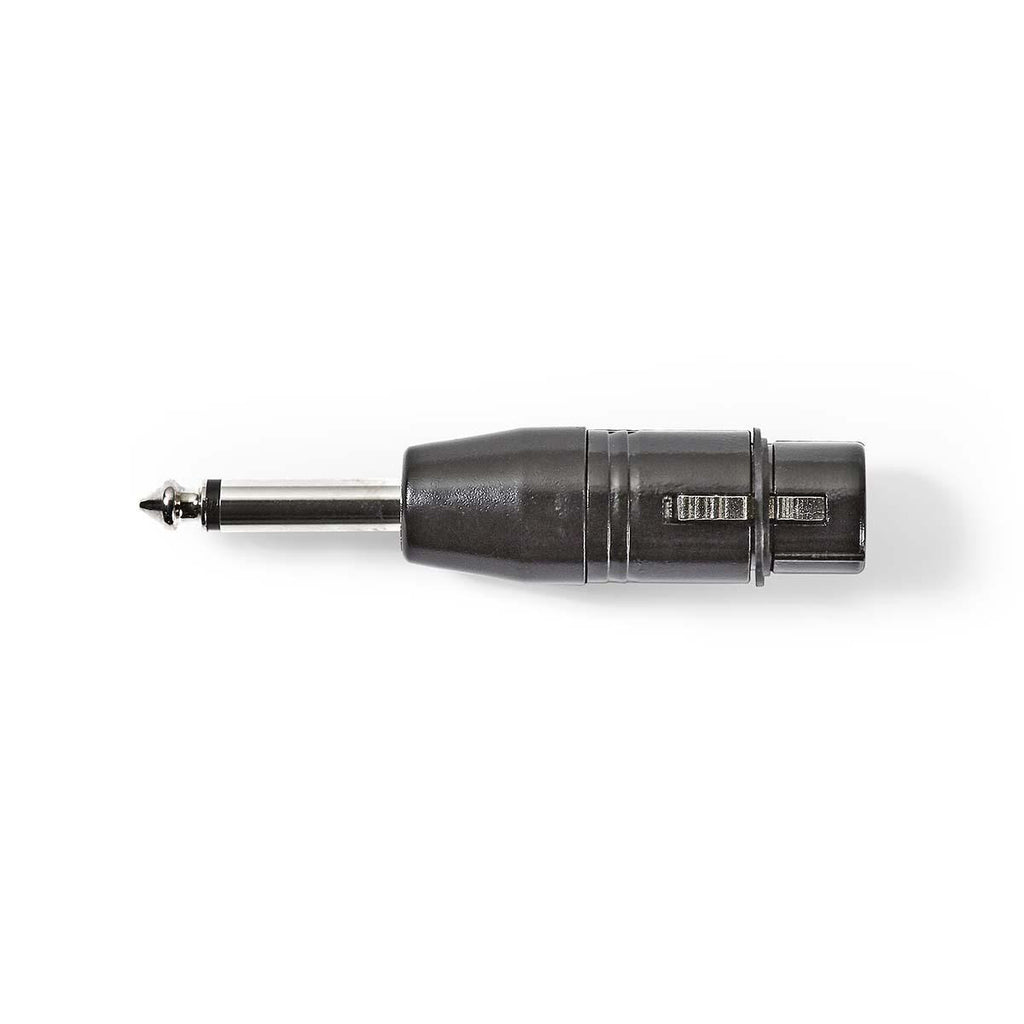 XLR adapter | XLR 3-Tűs Aljzat | 6.35 mm Dugasz | Nikkelezett | Egyenes | Fém | Fekete | 1 db | Műanyag Zacskó