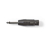 XLR adapter | XLR 3-Tűs Aljzat | 6.35 mm Dugasz | Nikkelezett | Egyenes | Fém | Fekete | 1 db | Műanyag Zacskó