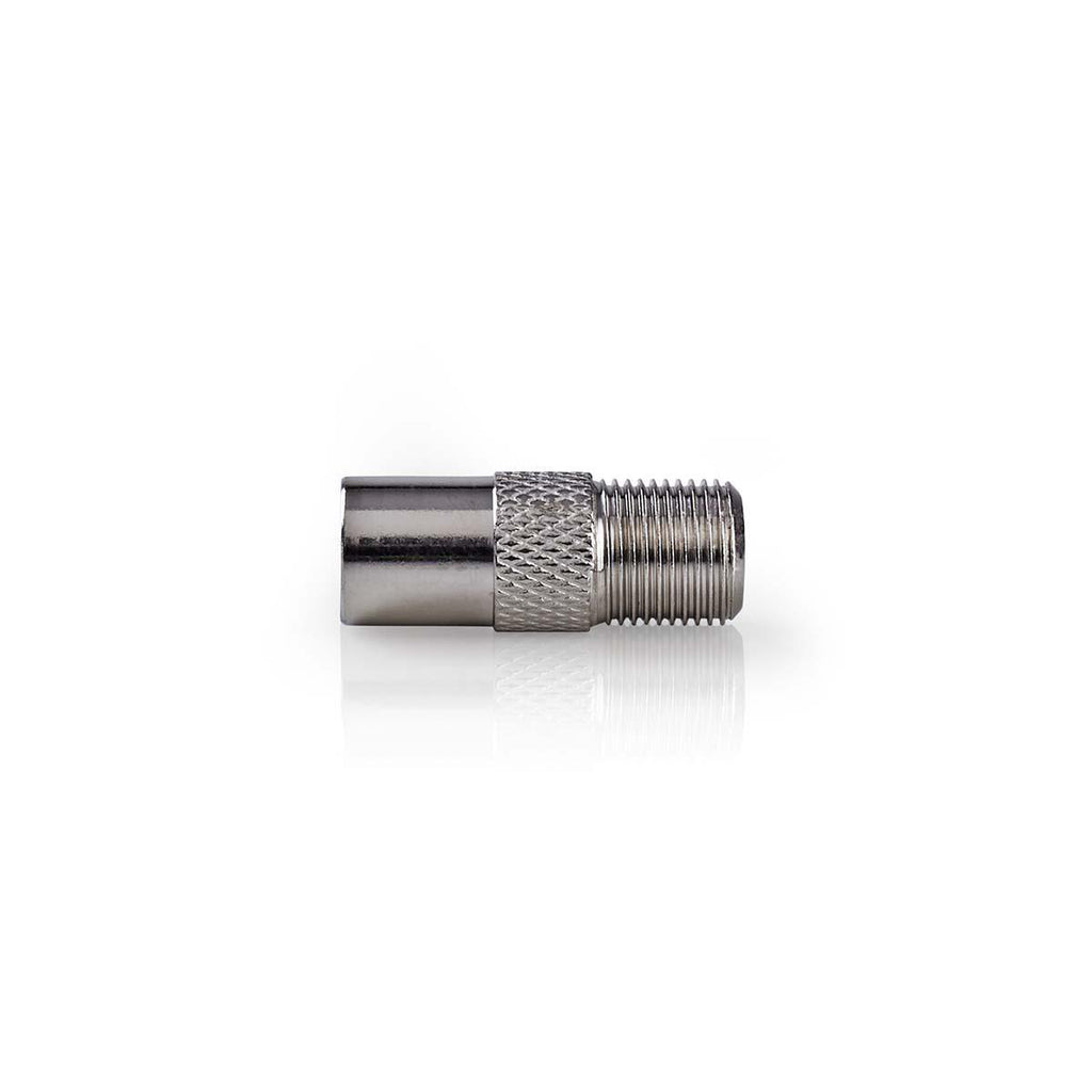Műholdas és antenna adapter | IEC (Koax) Dugasz | F Aljzat | Nikkelezett | 75 Ohm | Egyenes | Fém | Ezüst | 1 db | Doboz