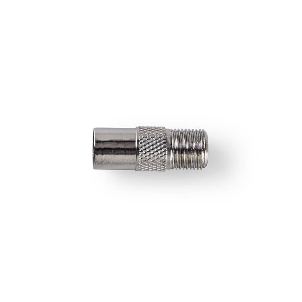 Műholdas és antenna adapter | IEC (Koax) Dugasz | F Aljzat | Nikkelezett | 75 Ohm | Egyenes | Fém | Ezüst | 1 db | Doboz