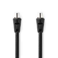 Koaxiális Kábel | IEC (Koax) Dugasz | IEC (Koax) Aljzat | Nikkelezett | 90 dB | 75 Ohm | Dupla Szigeteléssel | 1.50 m | Kerek | PVC | Fekete | Boríték