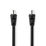 Koaxiális Kábel | IEC (Koax) Dugasz | IEC (Koax) Aljzat | Nikkelezett | 90 dB | 75 Ohm | Dupla Szigeteléssel | 1.50 m | Kerek | PVC | Fekete | Boríték