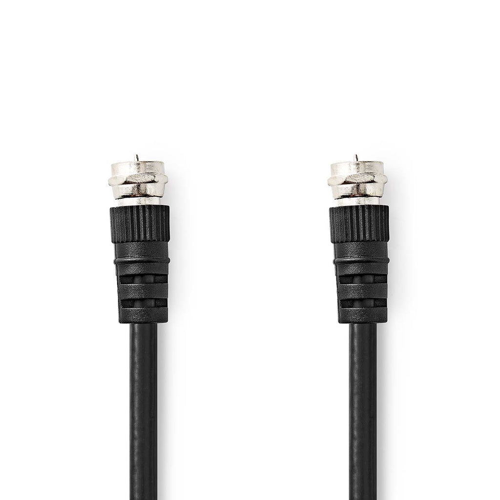 Műhold és antenna kábel | F Dugasz | F Dugasz | Nikkelezett | 75 Ohm | Dupla Szigeteléssel | 1.50 m | Kerek | PVC | Fekete | Boríték