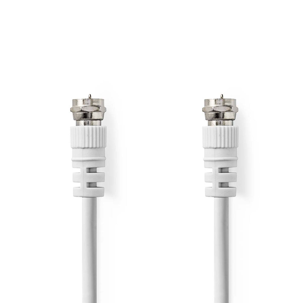 Műhold és antenna kábel | F Dugasz | F Dugasz | Nikkelezett | 75 Ohm | Dupla Szigeteléssel | 1.00 m | Kerek | PVC | Fehér | Műanyag Zacskó