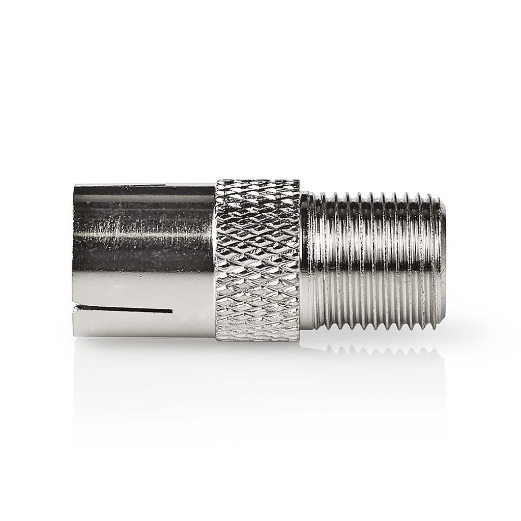 Műholdas és antenna adapter | F Aljzat | Coax Aljzat | Nikkelezett | 75 Ohm | Egyenes | Fém | Ezüst | 10 db | Műanyag Zacskó