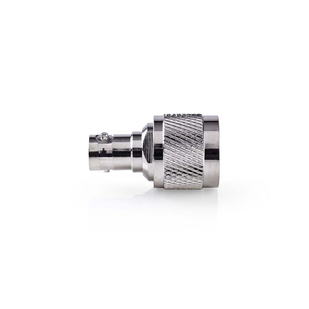 Műholdas és antenna adapter | N Dugasz | BNC Aljzat | Nikkelezett | 50 Ohm | Egyenes | Fém | Ezüst | 10 db | Műanyag Zacskó