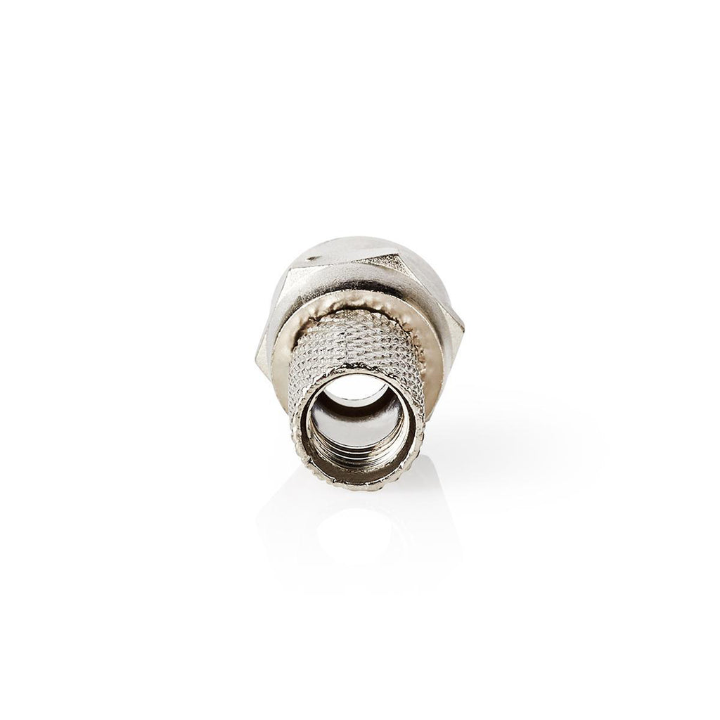 F-csatlakozó | Egyenes | Dugasz | Nikkelezett | 75 Ohm | Rácsavarható | Bemenő kábel átmérő: 7.0 mm | Zinc Alloy | Ezüst | 25 db | Műanyag Zacskó
