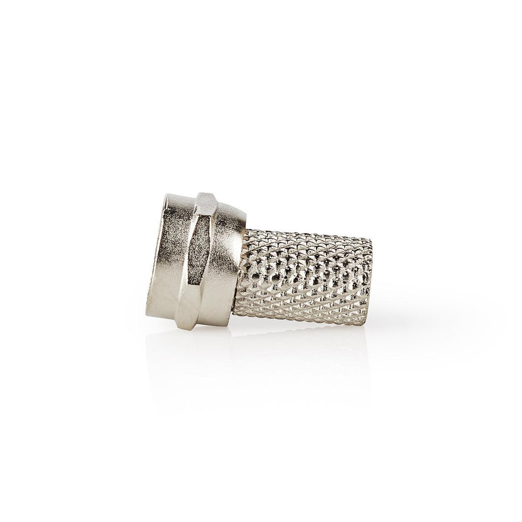 F-csatlakozó | Egyenes | Dugasz | Nikkelezett | 75 Ohm | Rácsavarható | Bemenő kábel átmérő: 7.0 mm | Zinc Alloy | Ezüst | 25 db | Műanyag Zacskó