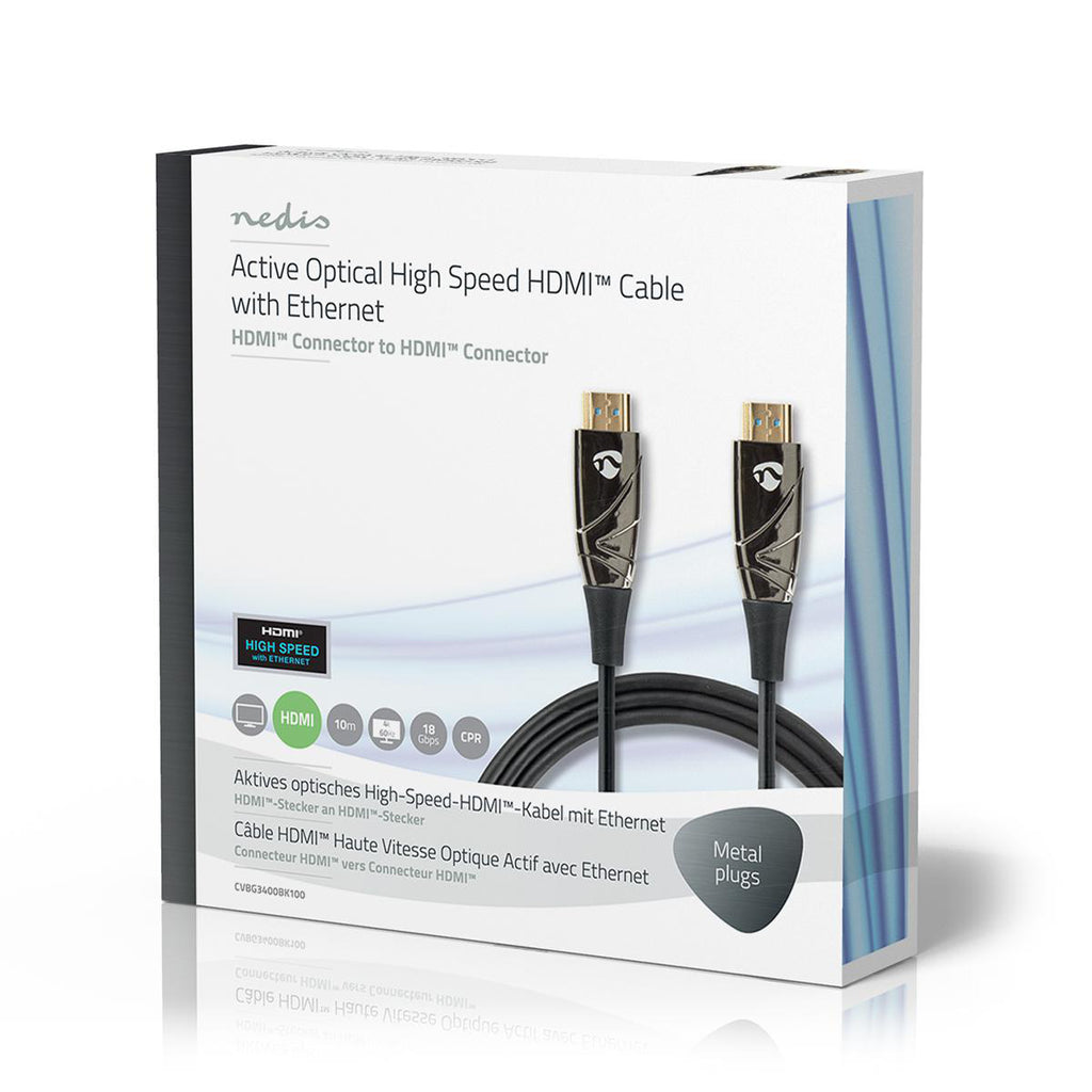 Aktív Optikai High Speed HDMI Cable with Ethernet | HDMI™ Csatlakozó | HDMI™ Csatlakozó | 4K@60Hz | 18 Gbps | 10.0 m | Kerek | PVC | Fekete | Ajándék Dobozban-4