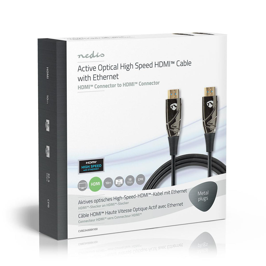 Aktív Optikai High Speed HDMI Cable with Ethernet | HDMI™ Csatlakozó | HDMI™ Csatlakozó | 4K@60Hz | 18 Gbps | 10.0 m | Kerek | PVC | Fekete | Ajándék Dobozban-5