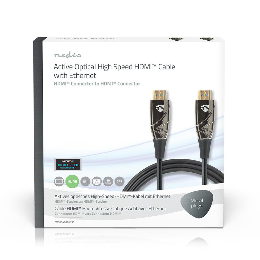 Aktív Optikai High Speed HDMI Cable with Ethernet | HDMI™ Csatlakozó | HDMI™ Csatlakozó | 4K@60Hz | 18 Gbps | 15.0 m | Kerek | PVC | Fekete | Ajándék Dobozban-3