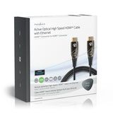 Aktív Optikai High Speed HDMI Cable with Ethernet | HDMI™ Csatlakozó | HDMI™ Csatlakozó | 4K@60Hz | 18 Gbps | 20.0 m | Kerek | PVC | Fekete | Ajándék Dobozban-5
