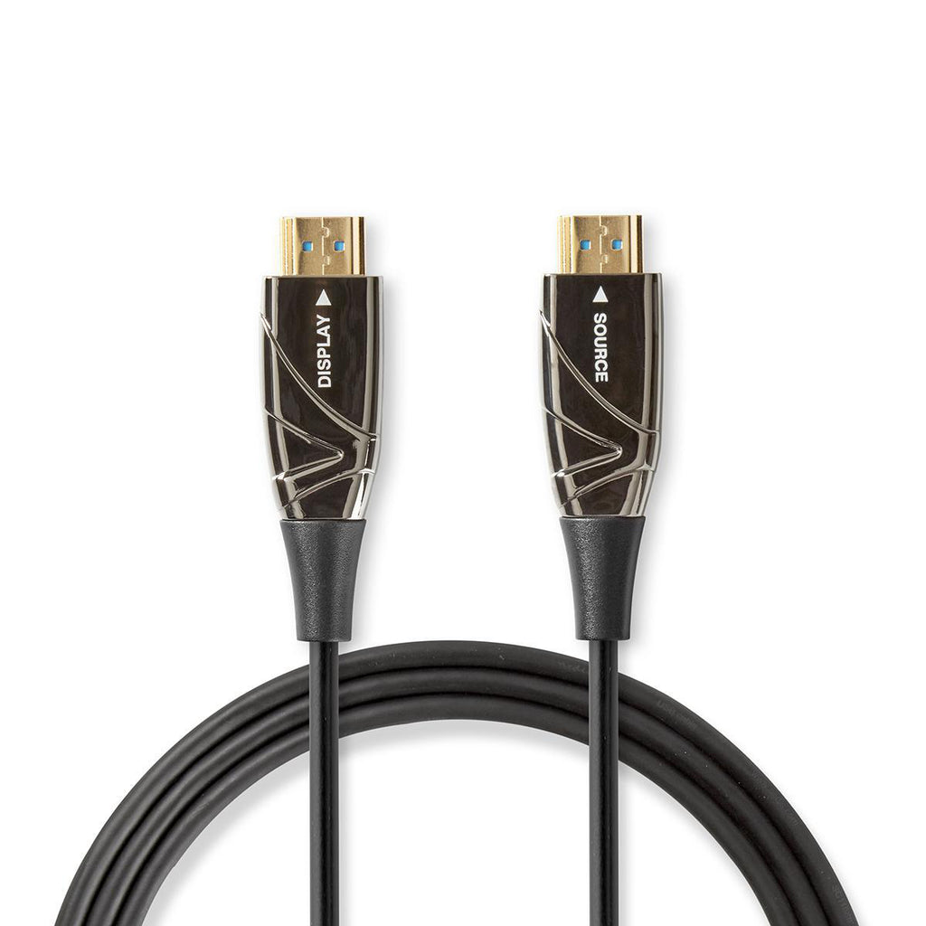 Aktív Optikai High Speed HDMI Cable with Ethernet | HDMI™ Csatlakozó | HDMI™ Csatlakozó | 4K@60Hz | 18 Gbps | 30.0 m | Kerek | PVC | Fekete | Ajándék Dobozban