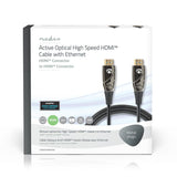 Aktív Optikai High Speed HDMI Cable with Ethernet | HDMI™ Csatlakozó | HDMI™ Csatlakozó | 4K@60Hz | 18 Gbps | 30.0 m | Kerek | PVC | Fekete | Ajándék Dobozban