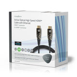 Aktív Optikai High Speed HDMI Cable with Ethernet | HDMI™ Csatlakozó | HDMI™ Csatlakozó | 4K@60Hz | 18 Gbps | 30.0 m | Kerek | PVC | Fekete | Ajándék Dobozban