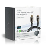 Aktív Optikai High Speed HDMI Cable with Ethernet | HDMI™ Csatlakozó | HDMI™ Csatlakozó | 4K@60Hz | 18 Gbps | 30.0 m | Kerek | PVC | Fekete | Ajándék Dobozban