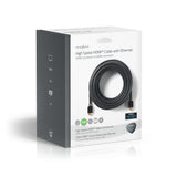 Nagy Sebességű HDMI ™ kábel Ethernet | HDMI™ Csatlakozó | HDMI™ Csatlakozó | 4K@30Hz | ARC | 10.2 Gbps | 15.0 m | Kerek | PVC | Antracit | Doboz