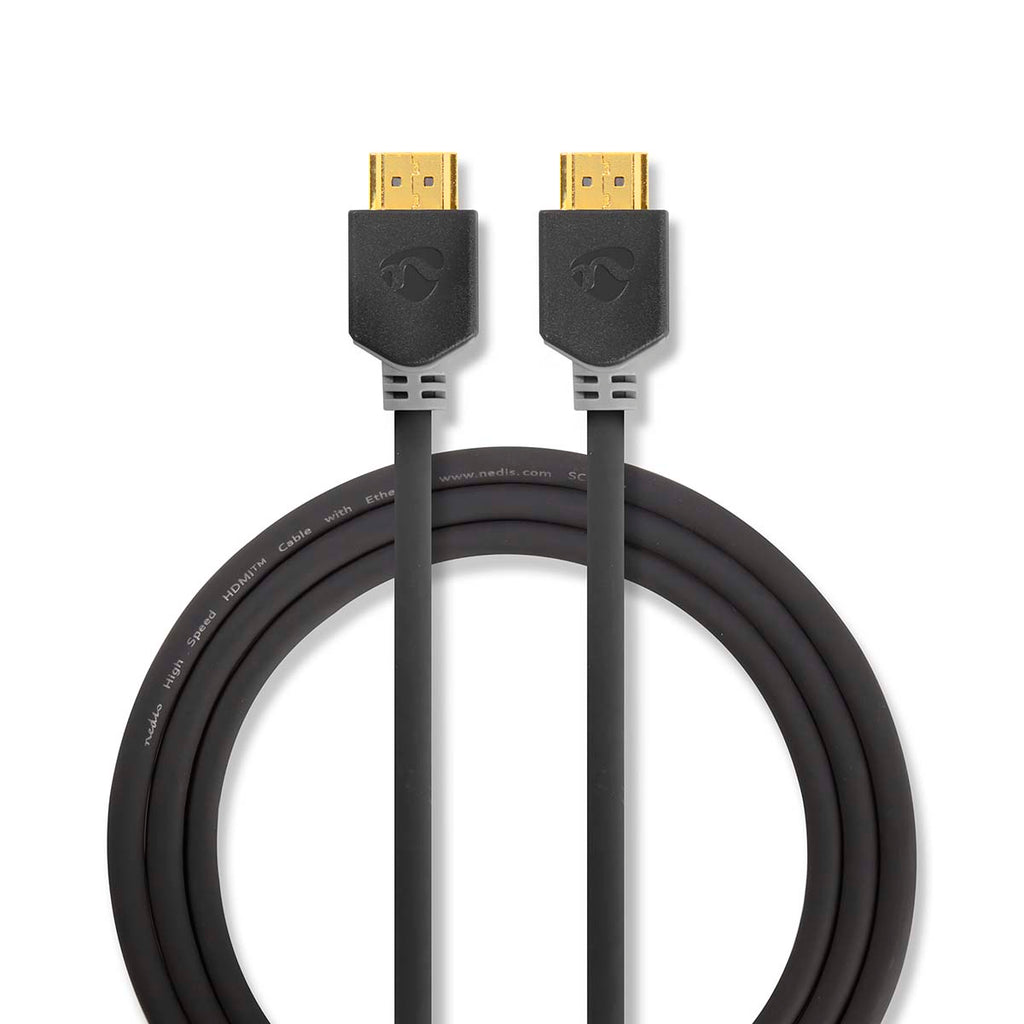 Nagy Sebességű HDMI ™ kábel Ethernet | HDMI™ Csatlakozó | HDMI™ Csatlakozó | 4K@30Hz | ARC | 10.2 Gbps | 15.0 m | Kerek | PVC | Antracit | Doboz